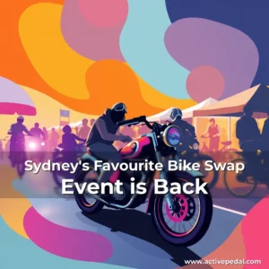Artistic representation for Sydney's Favourite Bike Swap Event is Back